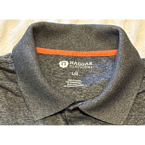 Men's HAGGAR Clothing Co. Dark Gray Polo Golf Shirt 100% Polyester Size Large - Picture 11 of 16